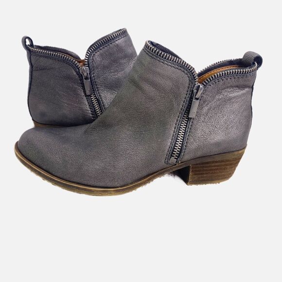 Lucky Brand Bartalino Bootie Pewter Western Ankle Boots Size 6.5 - Picture 1 of 11